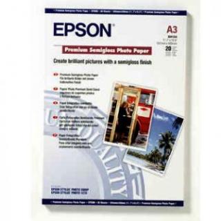 Epson Premium Semigloss Photo Paper, C13S041334, foto papier, pololesklý, biely, Stylus Photo 1290, 2100, A3, 251 g/m2, 20 ks, atr