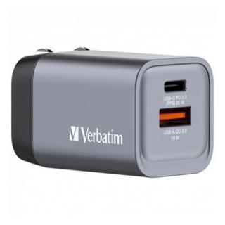 GaN cestovná nabíjačka do siete Verbatim, USB 3.0, USB C, šedá, 35 W, vymeniteľné vidlice C,G,A