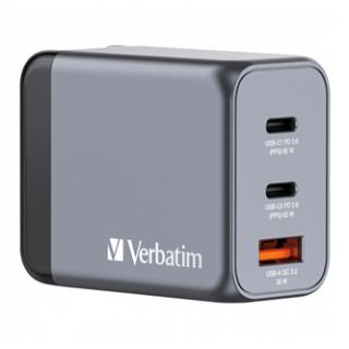 GaN cestovná nabíjačka do siete Verbatim, USB 3.0, USB C, šedá, 65 W, vymeniteľné vidlice C,G,A