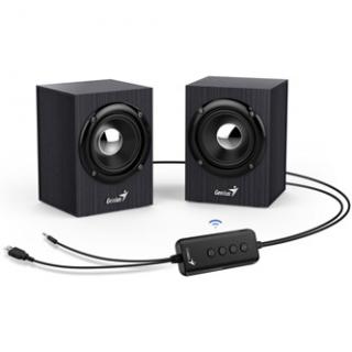 Genius reproduktory SP-HF385BT, 2.0, 4W, čierne, regulácia hlasitosti, BT, drevené, 3,5 mm jack/ bluetooth, 150Hz-20kHz