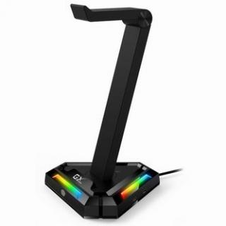 Genius RGB podsvietený stojan na slúchadlá GX-UH100, 2x USB-A 2x USB-C HUB, čierny