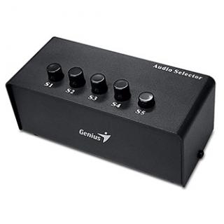 Genius Stereo Switching Box, čierny, 2x RCA, 5x 3,5mm jack