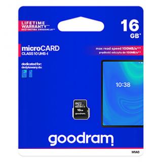 Goodram pamäťová karta Micro Secure Digital Card, 16GB, micro SDHC, M1A0-0160R12, UHS I U1 (Class 10)