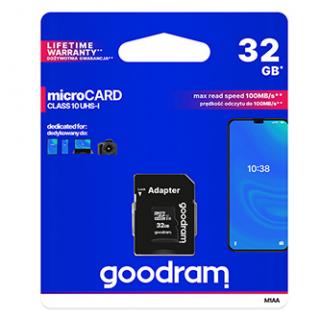 Goodram pamäťová karta Micro Secure Digital Card, 32GB, micro SDHC, M1AA-0320R12, UHS-I U1 (Class 10), s adaptérom