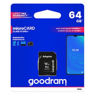 Goodram pamäťová karta Micro Secure Digital Card, 64GB, micro SDXC, M1AA-0640R12, UHS-I U1 (Class 10), s adaptérom