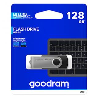 Goodram USB flash disk, USB 2.0, 128GB, UTS2, čierny, UTS2-1280K0R11, USB A, s otočnou krytkou