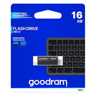 Goodram USB flash disk, USB 2.0, 16GB, UCU2, čierny, UCU2-0160K0R11, USB A, s otočnou krytkou