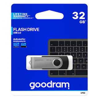 Goodram USB flash disk, USB 2.0, 32GB, UTS2, čierny, UTS2-0320K0R11, USB A, s otočnou krytkou