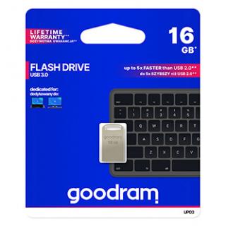 Goodram USB flash disk, USB 3.0, 16GB, UPO3, strieborný, UPO3-0160S0R11, USB A, s pútkom