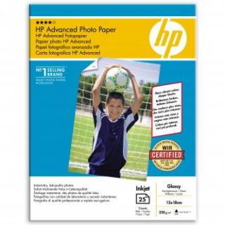 HP Advanced Glossy Photo Paper, Q8696A, foto papier, bez okrajov typ lesklý, zdokonalený typ biely, 13x18cm, 5x7", 250 g/m2, 25 ks