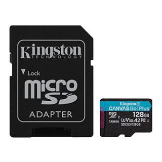 Kingston pamäťová karta Canvas Go! Plus, 128GB, micro SDXC, SDCG3/128GB, UHS-I U3, s adaptérom, A2, V30