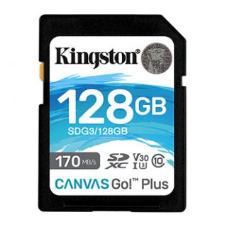 Kingston pamäťová karta Canvas Go! Plus, 128GB, SDXC, SDG3/128GB, UHS-I U3 (Class 10), V30