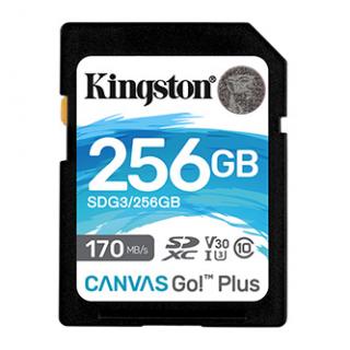 Kingston pamäťová karta Canvas Go! Plus, 256GB, SDXC, SDG3/256GB, UHS-I U3 (Class 10), V30