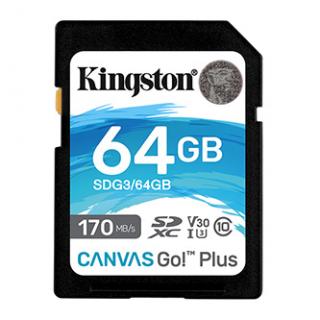 Kingston pamäťová karta Canvas Go! Plus, 64GB, SDXC, SDG3/64GB, UHS-I U3 (Class 10), V30