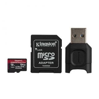 Kingston pamäťová karta Canvas React Plus, 64GB, micro SDXC, MLPMR2/64GB, UHS-II U3, s adaptérom, A1, V90