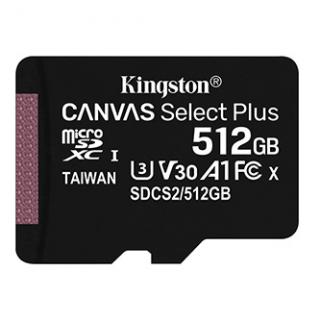 Kingston pamäťová karta Canvas Select Plus, 512GB, micro SDXC, SDCS2/512GBSP, UHS-I U1 (Class 10), A1