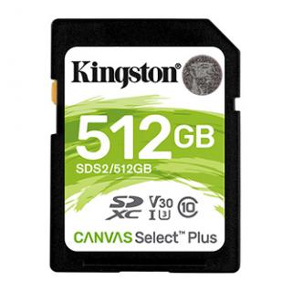 Kingston pamäťová karta Canvas Select Plus, 512GB, SDXC, SDC2/512GB, UHS-I U3 (Class 10), A1