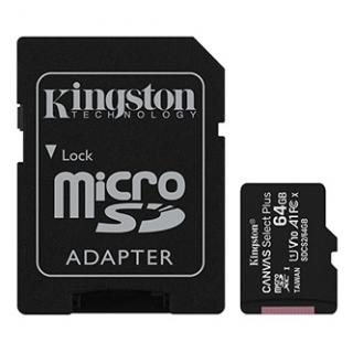 Kingston pamäťová karta Canvas Select Plus, 64GB, micro SDXC, SDCS2/64GB, UHS-I U1 (Class 10), s adaptérom, A1