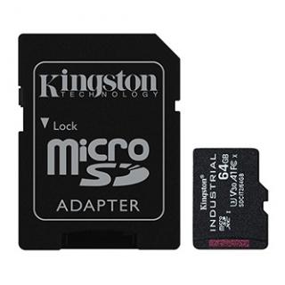 Kingston pamäťová karta Industrial C10, 64GB, micro SDxc, SDCIT2/64GB, UHS-I U3 (Class 10), pSLC karta s adaptérom, V30, A1