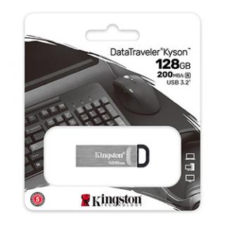 Kingston USB flash disk, USB 3.0, 128GB, DataTraveler(R) Kyson, strieborný, DTKN/128GB, USB A, s pútkom