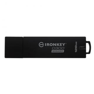 Kingston USB flash disk, USB 3.0, 128GB, IronKey Managed D300SM, čierny, IKD300S/128GB, USB A, šifrovanie XTS-AES 256-bit, FIPS 14