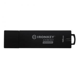 Kingston USB flash disk, USB 3.0, 16GB, IronKey Managed D300SM, čierny, IKD300S/16GB, USB A, šifrovanie XTS-AES 256-bit, FIPS 140-