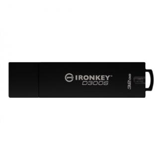 Kingston USB flash disk, USB 3.0, 32GB, IronKey D300S, čierny, IKD300S/32GB, USB A, šifrovanie XTS-AES 256-bit, FIPS 140-2 Level 3