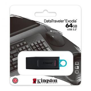 Kingston USB flash disk, USB 3.0, 64GB, DataTraveler Exodia, čierny, DTX/64GB, USB A, s krytkou