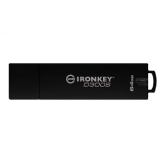 Kingston USB flash disk, USB 3.0, 64GB, IronKey D300S, čierny, IKD300S/64GB, USB A, šifrovanie XTS-AES 256-bit, FIPS 140-2 Level 3