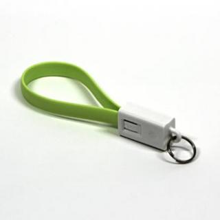 Logo USB kábel (2.0), USB A samec - microUSB samec, 0.2m, svetlo zelená, blister, kľúčenka