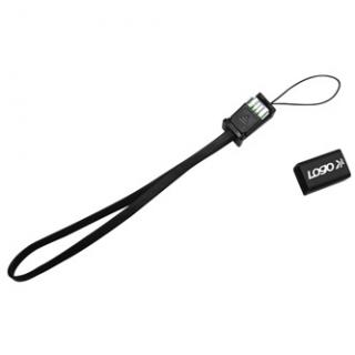 Logo USB kábel (2.0), USB A samec - microUSB samec, 0.3m, čierny, blister, pútko na fotoaparát/MP3 prehrávač