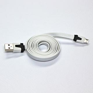 Logo USB kábel (2.0), USB A samec - microUSB samec, 1m, plochý, biely, blister
