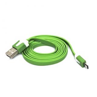 Logo USB kábel (2.0), USB A samec - microUSB samec, 1m, plochý, zelený, blister