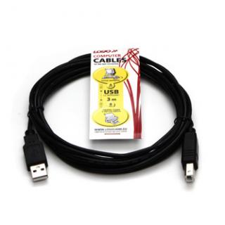 Logo USB kábel (2.0), USB A samec - USB B samec, 3m, čierny