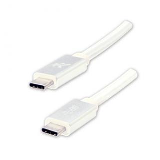 Logo USB kábel (3.2 gen 1), USB C samec - USB C samec, 1m, 5 Gb/s, 5V/3A, biely, box, nylónové opletenie, hliníkový kryt konektora