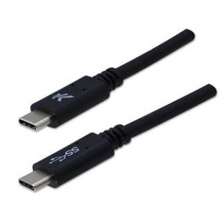 Logo USB kábel (3.2 gen 1), USB C samec - USB C samec, 1m, 5 Gb/s, 5V/3A, čierny, blister