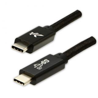 Logo USB kábel (3.2 gen 2), USB C samec - USB C samec, 1m, Power Delivery 100W, 10 Gb/s, 20V/5A, čierny, box, nylónové opletenie,