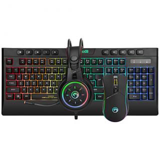 Marvo CM305, RGB sada klávesnice s hernou myšou a slúchadlami, CZ/SK, herná, membránová typ drôtová (USB), čierna, RGB podsvietená