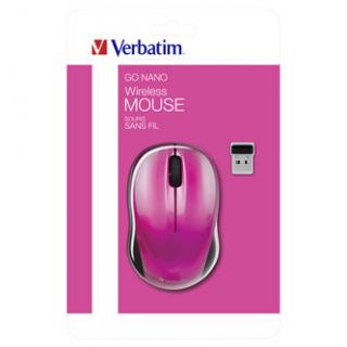 Myš bezdrôtová, Verbatim Go Nano 49043, ružová, optická, 1600DPI