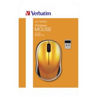 Myš bezdrôtová, Verbatim Go Nano 49045, oranžová, optická, 1600DPI