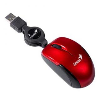 Myš drôtová, Genius Micro Traveler V2, červená, optická, 1200DPI