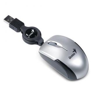 Myš drôtová, Genius Micro Traveler V2, strieborná, optická, 1200DPI