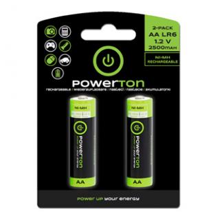 Nabíjacia batéria, AA (HR6), 1.2V, 2500mAh, Powerton, blister, 2-pack