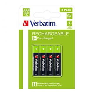 Nabíjacia batéria, AAA (HR03), 1.2V, 950 mAh, Verbatim, blister, 4-pack