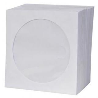 Obálka na 1 ks CD, papier, biela, s okienkom, Logo, 100-pack