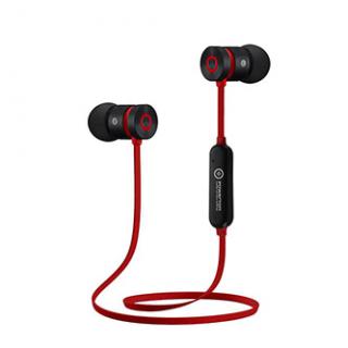 Powerton W2, bezdrôtové bluetooth slúchadlá, ovládanie hlasitosti, čierno-červená, športové, s magnetickým uchytením typ bluetooth