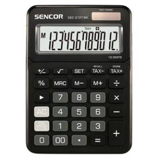 Sencor Kalkulačka SEC 372T/BK, čierna, stolová, dvanásťmiestna