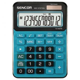 Sencor Kalkulačka SEC 372T/BU, modrá, stolová, dvanásťmiestna