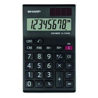 Sharp Kalkulačka EL-310ANWH, čierno-biela, stolová, osemmiestna