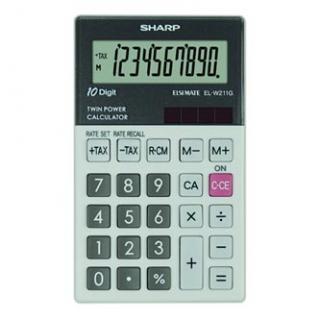 Sharp Kalkulačka EL-W211GGY, šedá, vrecková, desaťmiestna